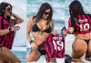 Bukuroshja superseksi i vë “flakën” rrjetit me fotot që mban veshur fanellën e Milanit