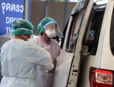 Drive-thru virus tests for Covid-19 at hospital in Bangkok