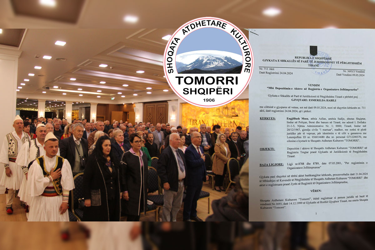 Shoqata Atdhetare Kulturore “Tomorri”, regjistrohet zyrtarisht nga Gjykata e Tiranës