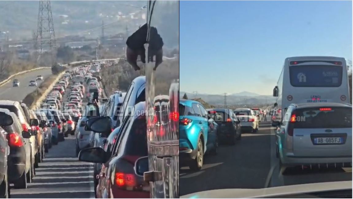 Paralizohet qarkullimi në autostradën Tiranë Elbasan  Trafik i rënduar në ditën e parë të vitit
