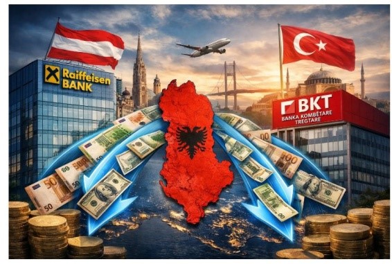 Eksodi i fitimeve  BKT e Raiffeisen  thasë me para jashtë Shqipërisë  200 mln euro të shqiptarëve në arkat e Vjenës e Stambollit 