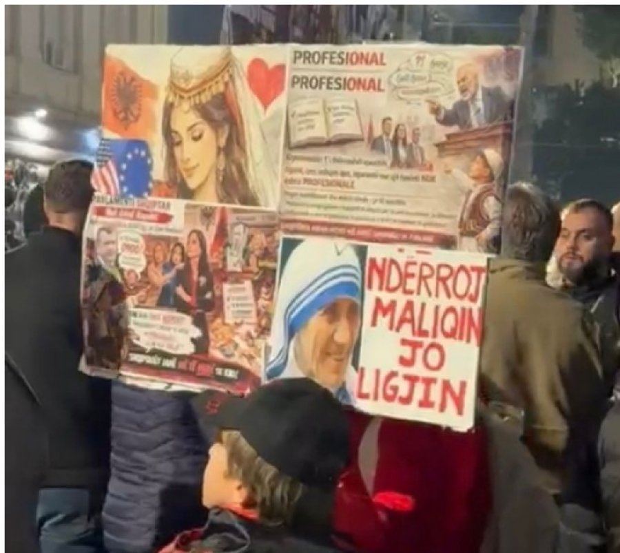  Ndërroj Maliqin  jo ligjin   Pankarta ironike në protestën kundër qeverisë Rama