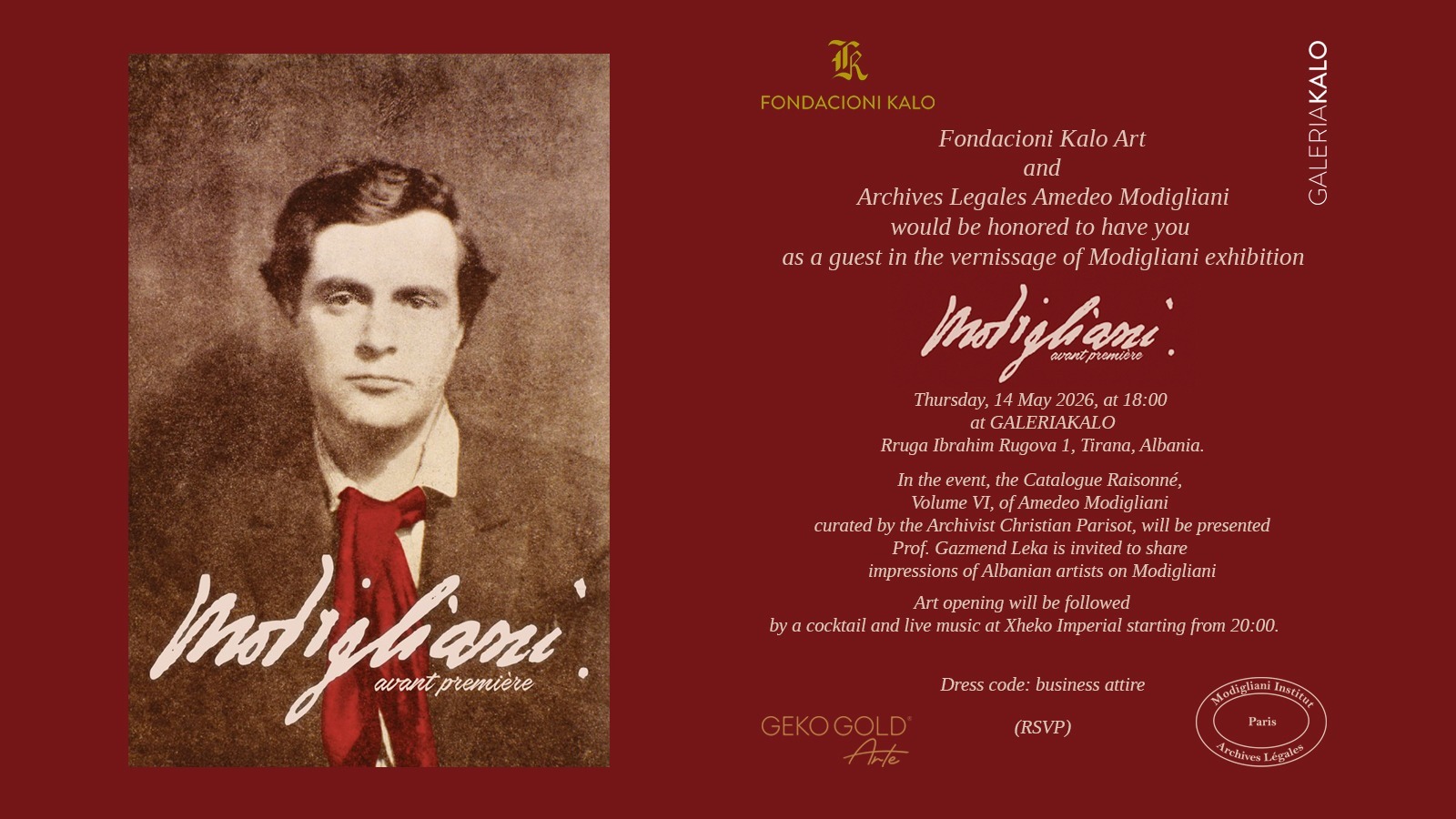 Tirana accende i riflettori su Modigliani  avant première internazionale alla Galleria Kalo