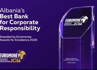 Euromoney kurorëzon Credins bank si “Banka më e Mirë për Përgjegjësinë Korporative 2026”