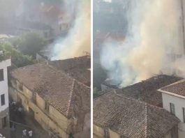 Zjarr në qendër të Durrësit, flakët në një godinë banimi, tymi mbulon zonën