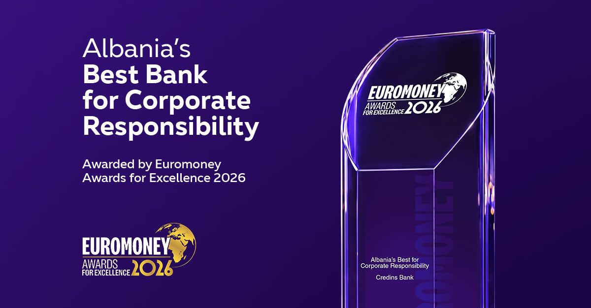 Euromoney kurorëzon Credins bank si  Banka më e Mirë për Përgjegjësinë Korporative 2026 