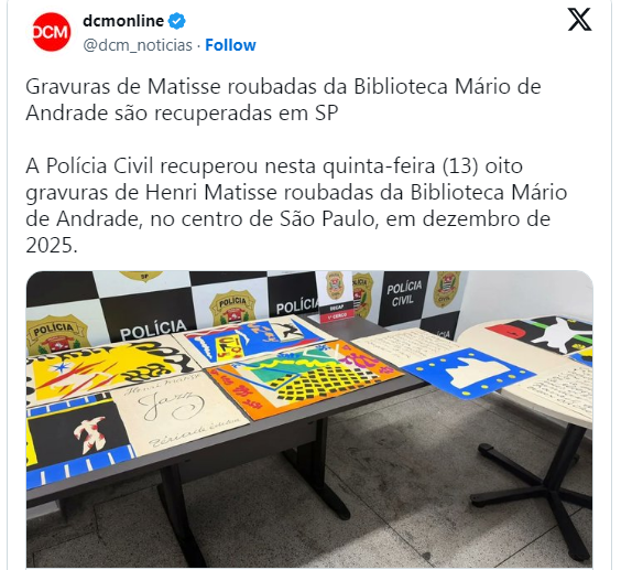 Gjenden 8 vepra arti të Matisse në Brazil të vjedhura në 2025  policia gjen dhe armë zjarri midis veprave
