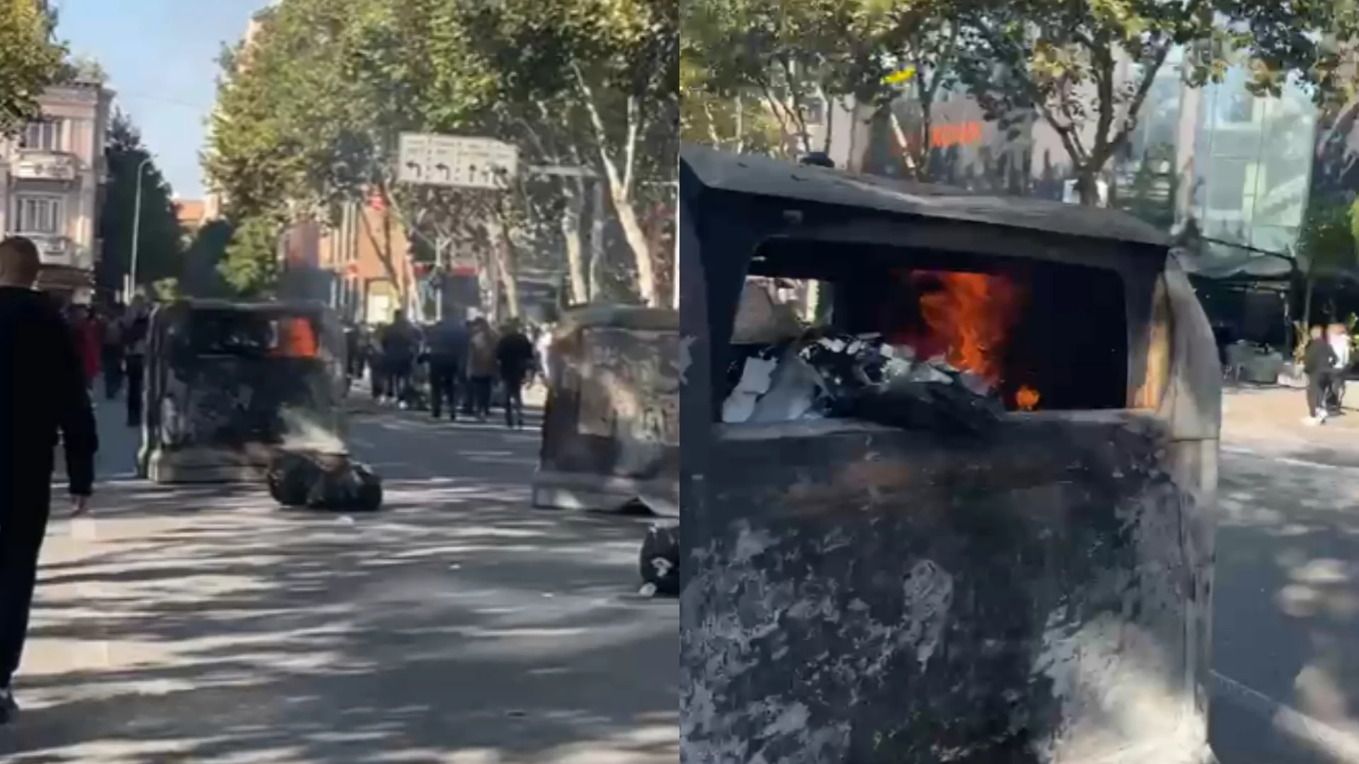 Shpërndahen në grupe protestuesit  të rinjtë i vënë flakën koshave në mes të rrugës