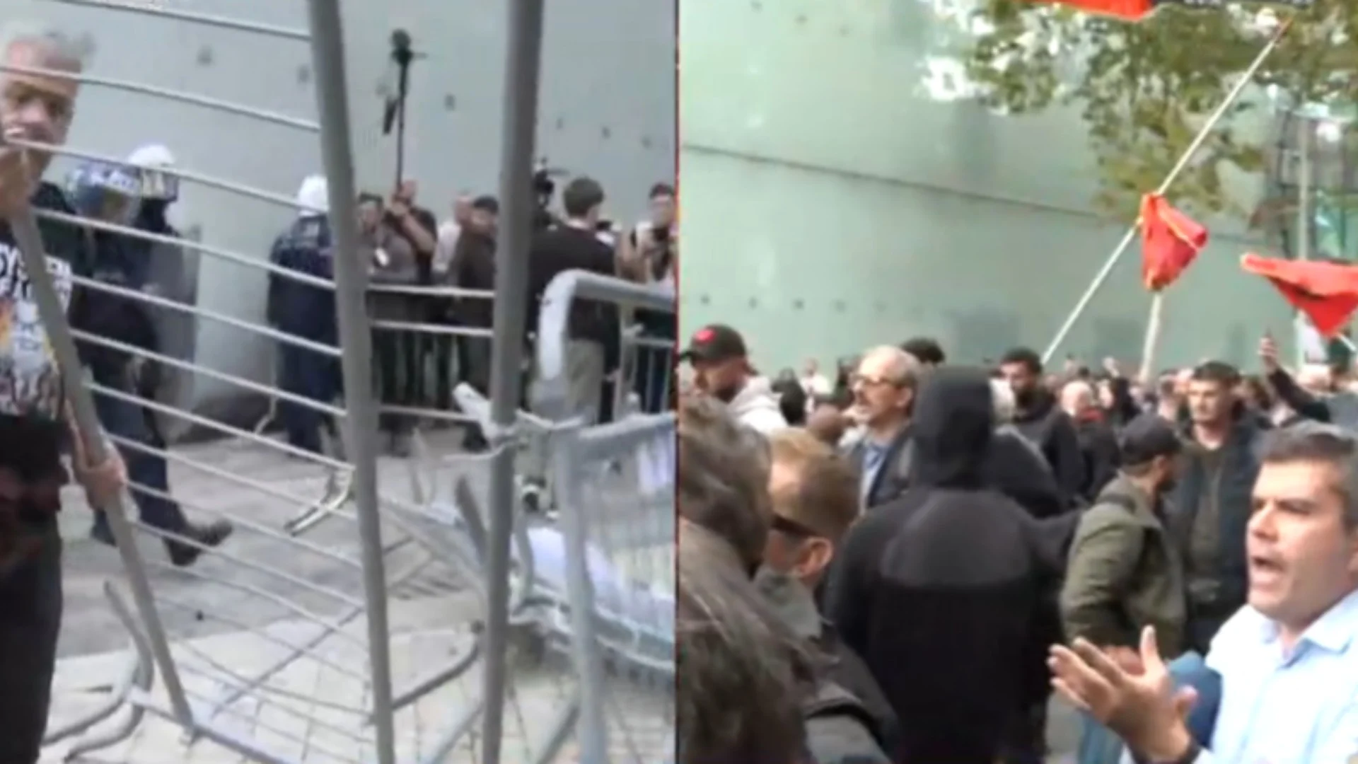 Protestuesit shembin gardhin metalik pranë Kuvendit  përballen me efektivët e FNSH
