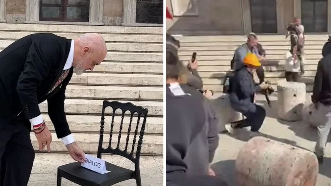  Stolat  e betonit u rrokullisën në bulevard  Rama ironizon pedagogët dhe refuzimin e tyre për dialog  Erdhën përsëri